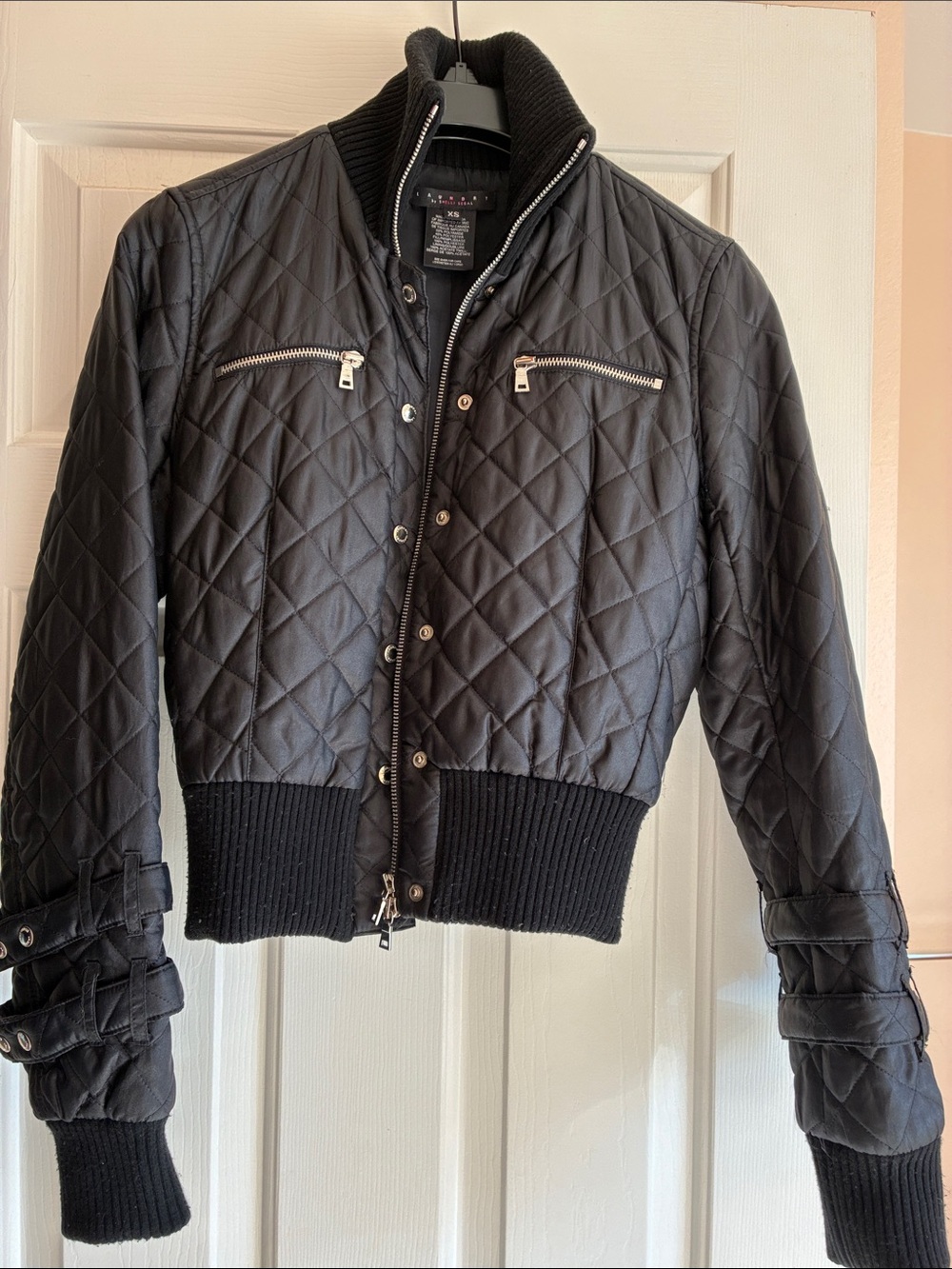 Laundry by Shelli Segal Women’s Jacket Black Size XS Quilted Bomber Moto
